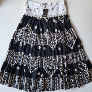 Designer Upcycled Craftman Cotton Denim Authentic Boho Maxi Skirt Shabby Style